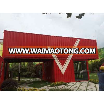 Industrial style red coffee shipping container shop