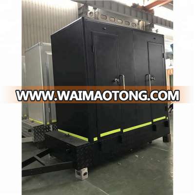 Economic environmental black prefabricated mobile trailer toilet with two room